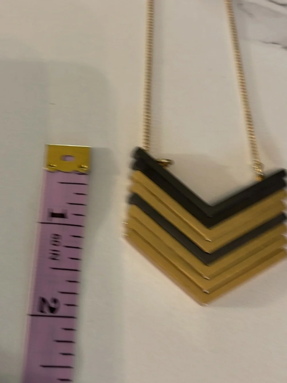 Madewell Layered Chevron Pendant Necklace in Gold and Gray - Picture 6 of 7